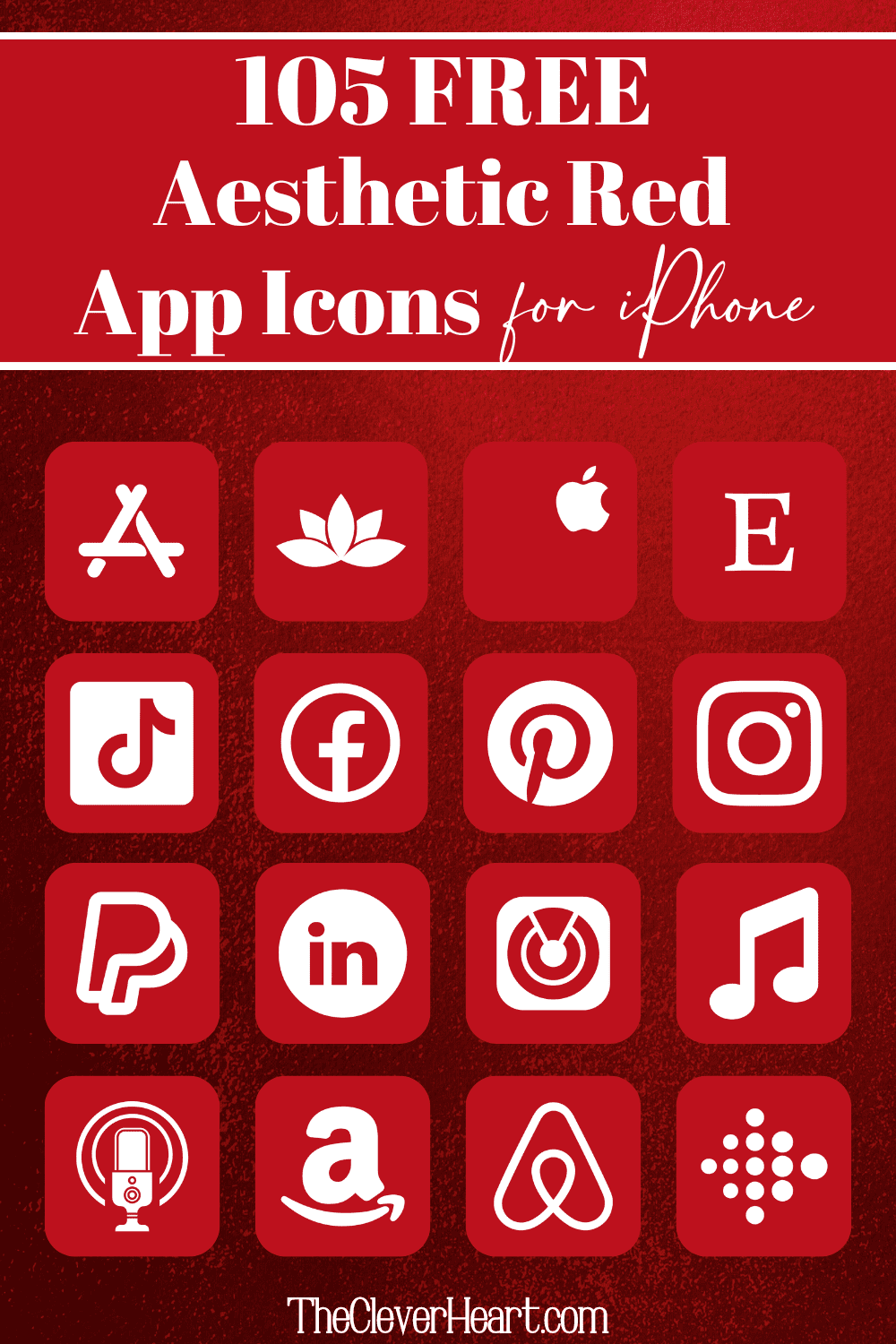 105 Free Aesthetic Red App Icons For iPhone - The Clever Heart