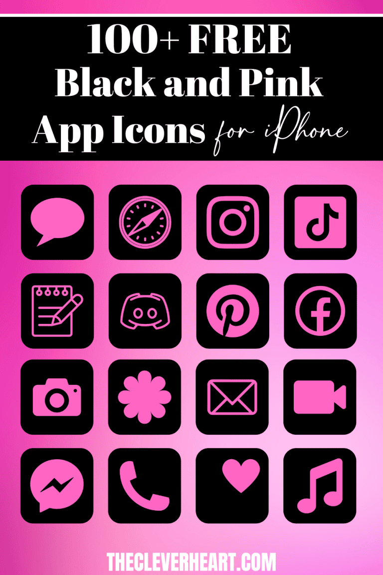 100+ Free Black And Pink App Icons For Your iPhone - The Clever Heart