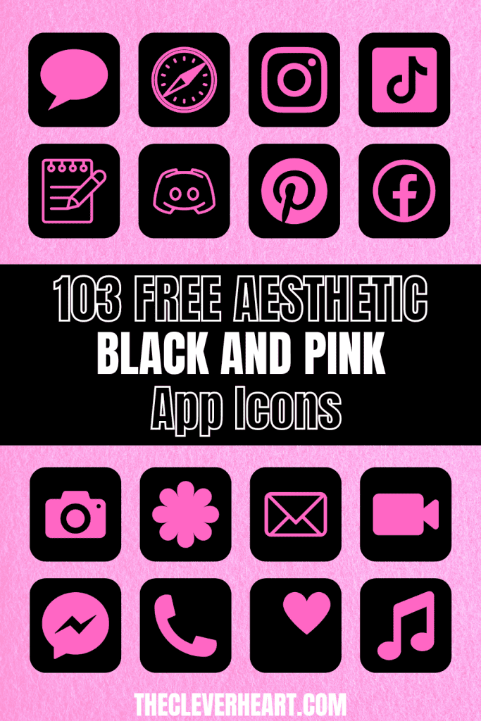 black and pink icons