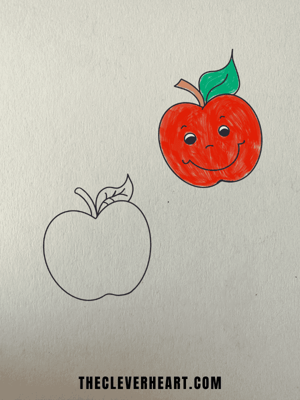 easy apple drawing