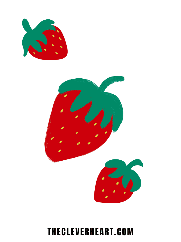 cute easy strawberries drawing