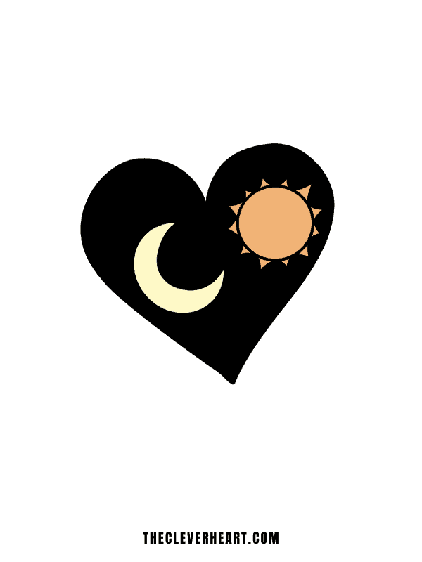 sun and moon in heart