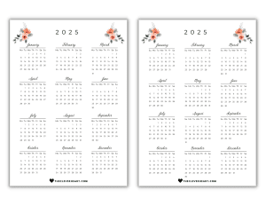 2025 Yearly Calendar Printable | Free & Cute Printable Calendars - The ...