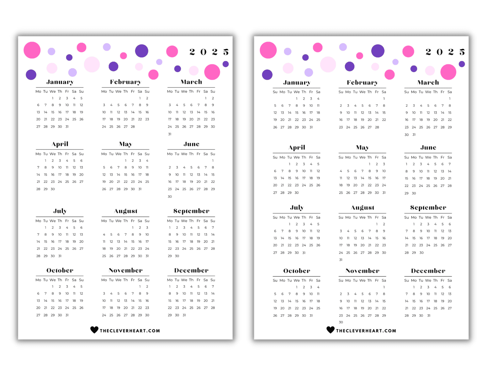 2025 Yearly Calendar Printable Free & Cute Printable Calendars The