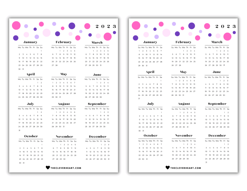 2023 Yearly Calendar Printable | Cute & Free Printable Calendars - The ...