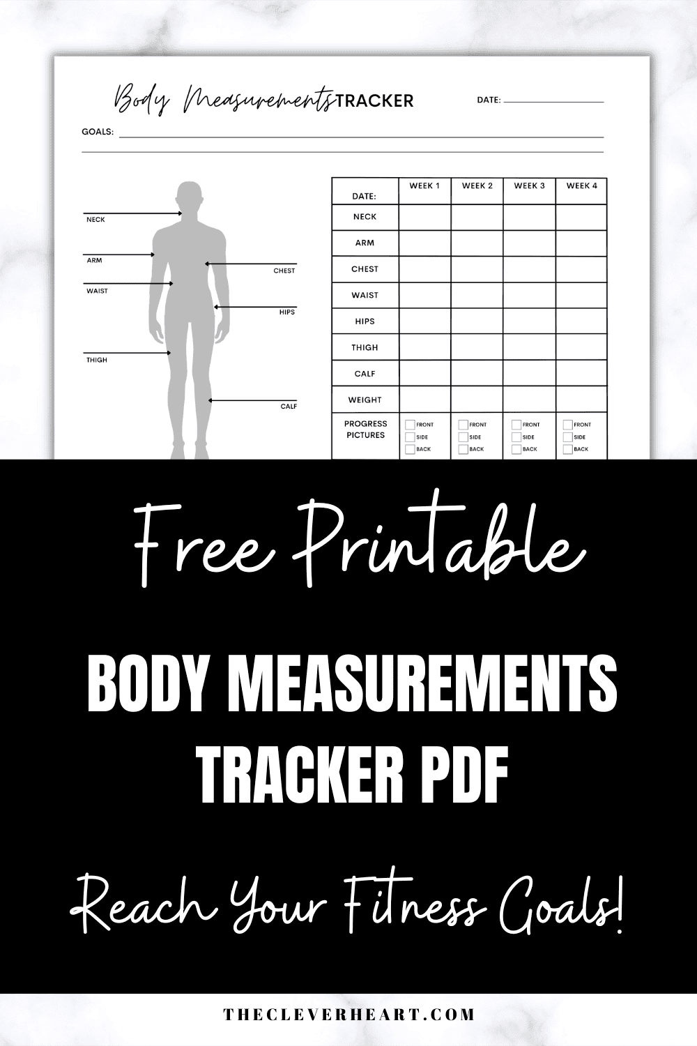 Free Body Measurements Tracker Printable PDF - The Clever Heart