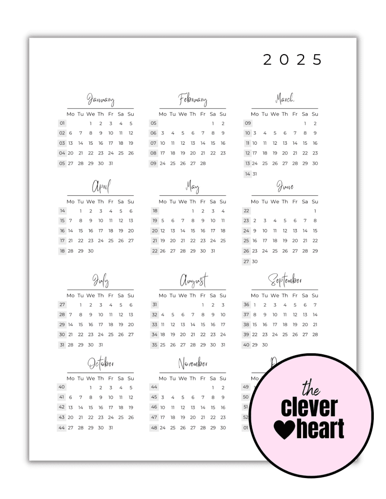 Current Week Number | What Week Is It Now? - The Clever Heart