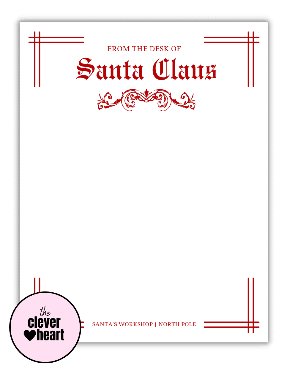 15 Free Printable Santa Claus Letterhead Templates - The Clever Heart