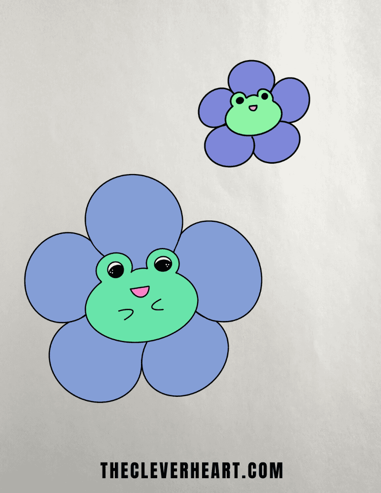 easy frog drawings flowers