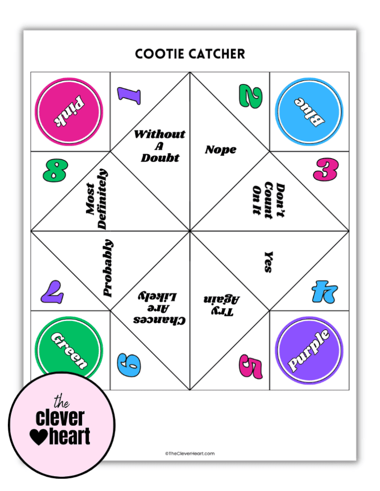 Fun & FREE Cootie Catcher Printable (How to Make) The Clever Heart