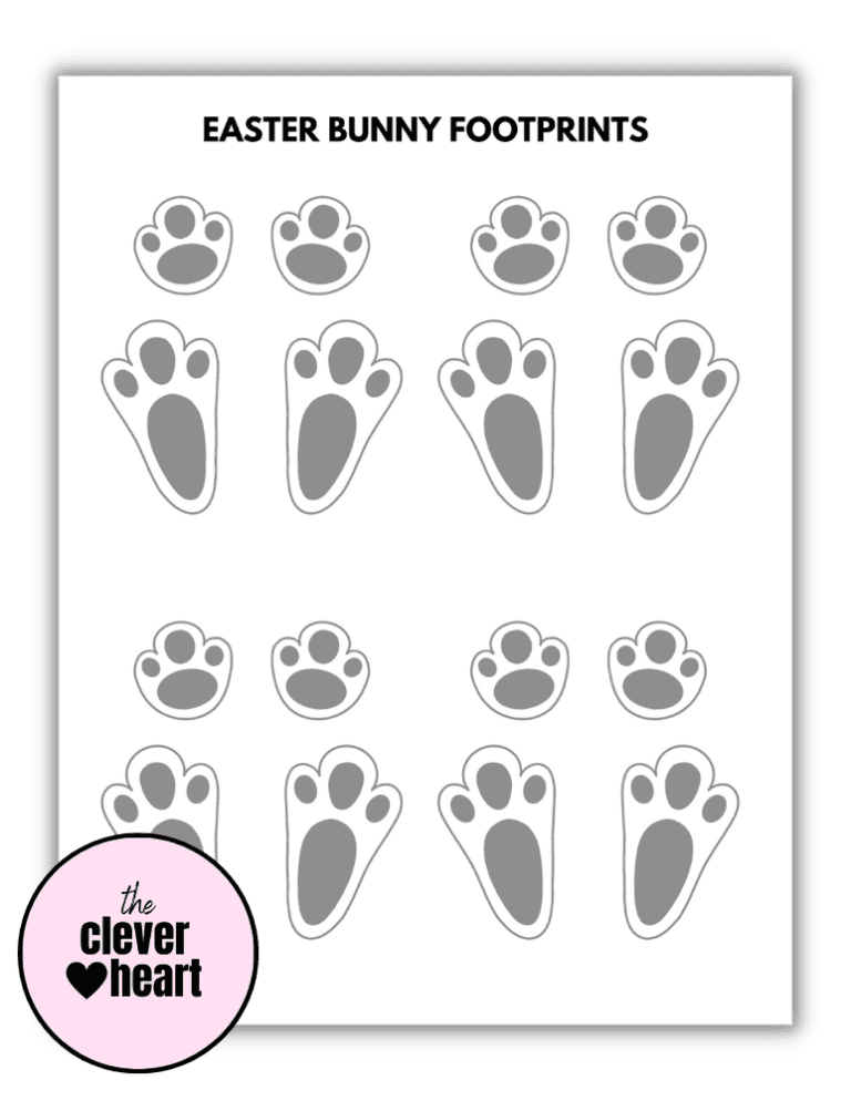 Cute & Free Printable Easter Bunny Footprints - The Clever Heart