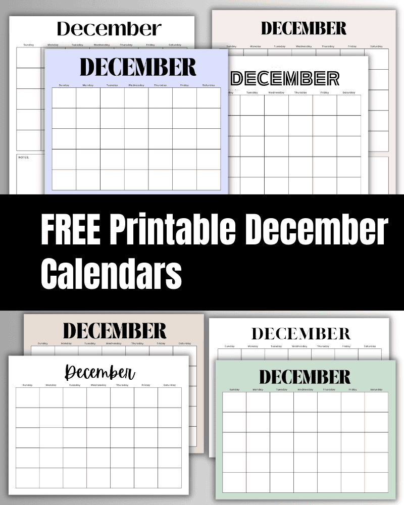 december printable calendar
