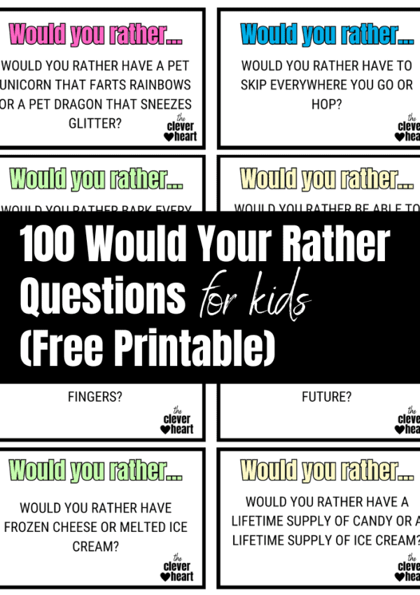100 Funny Would You Rather Questions for Kids (Free Printable)