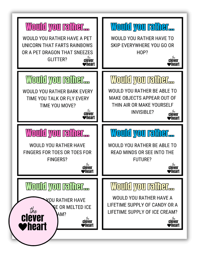 would your rather questions for kids printable