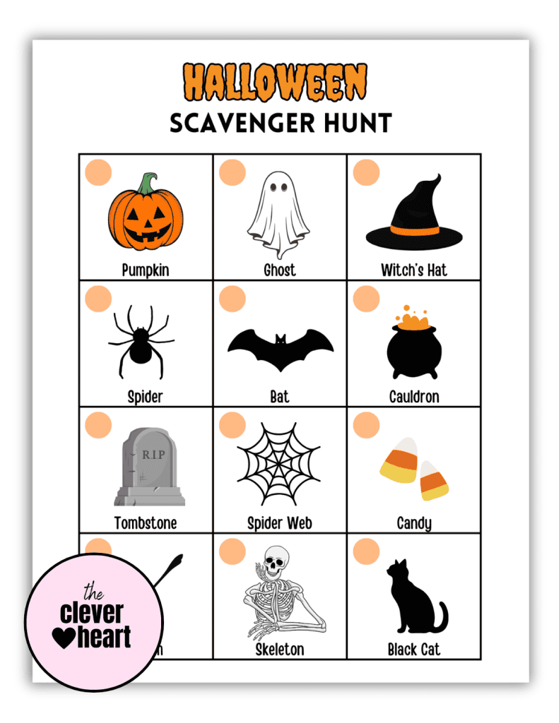free printable halloween scavenger hunt for kids