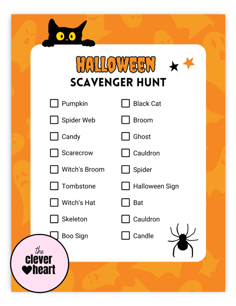 free printable halloween scavenger hunt pdf