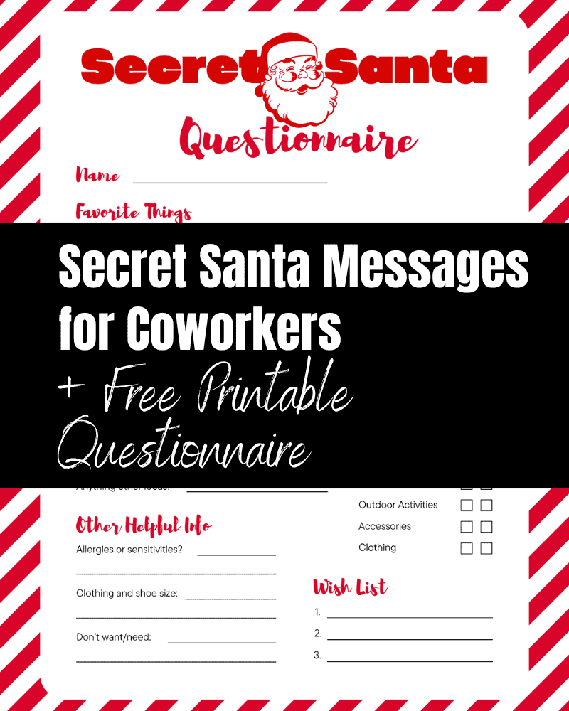 secret santa messages for coworkers printable