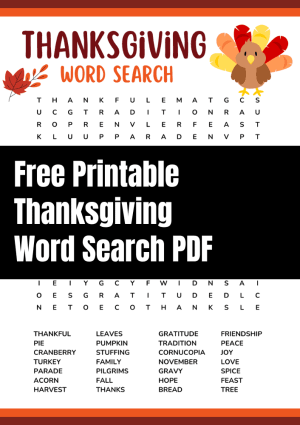 Free Printable Thanksgiving Word Search for Kids & Adults