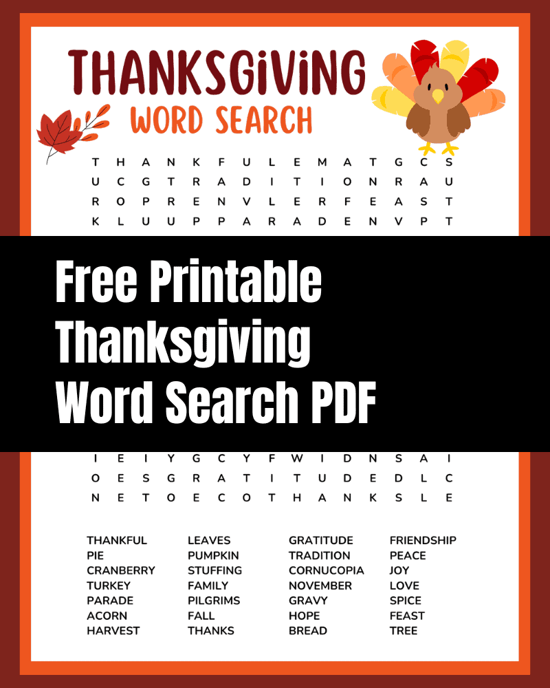 thanksgiving word search printable