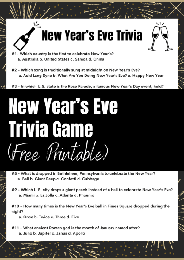 Ultimate New Years Eve Trivia Game (Free Printable)