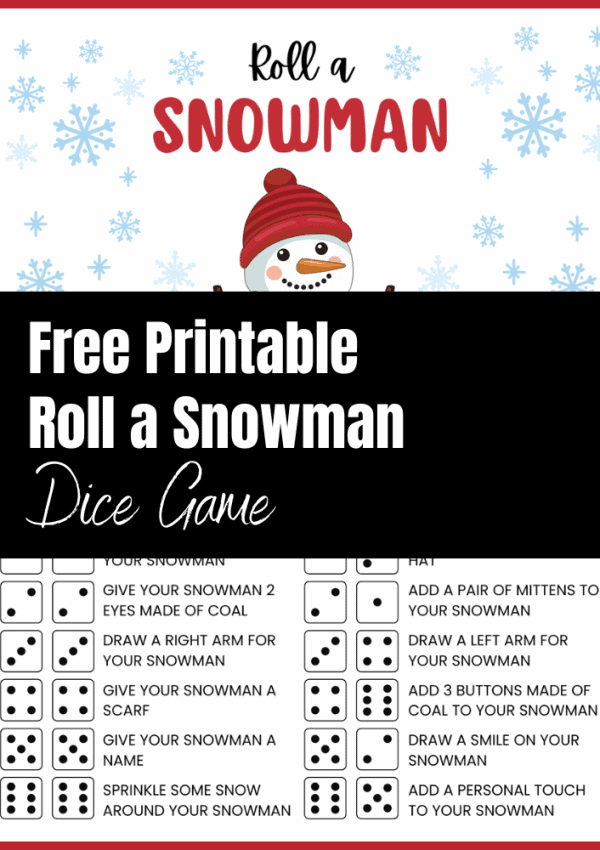 Free Printable Roll a Snowman Dice Game