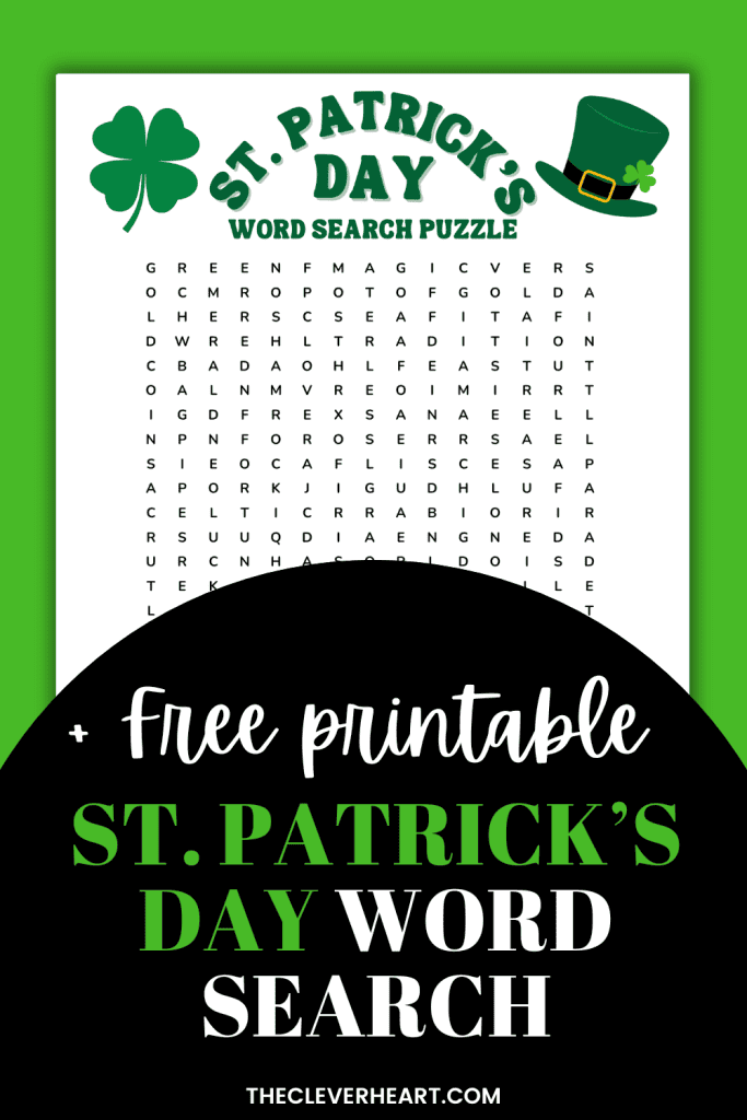 st patricks day word search free printable