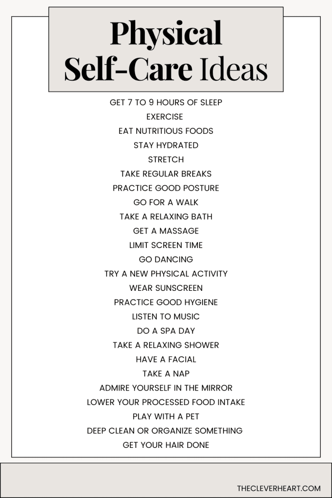 physical self care ideas