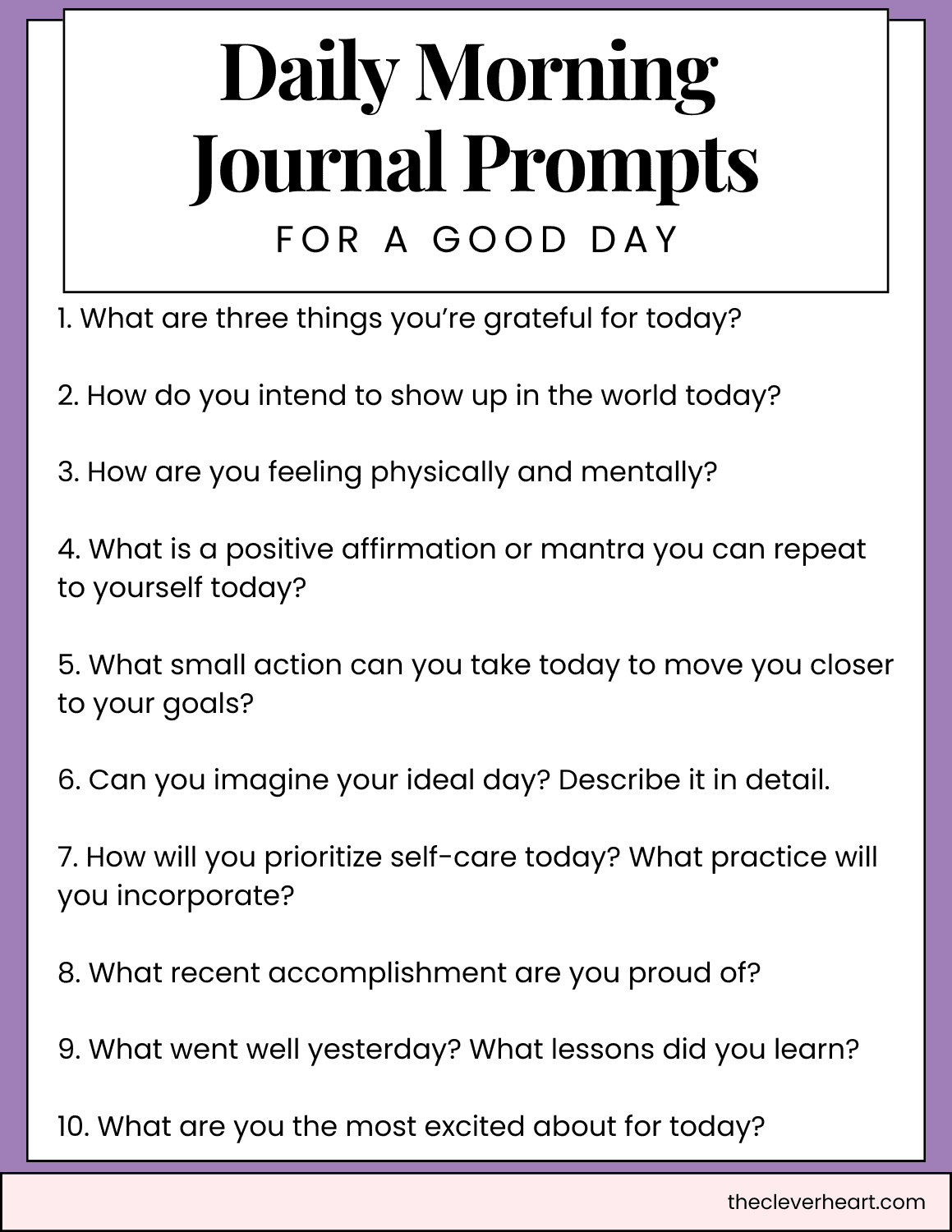daily morning journal prompts for a good day