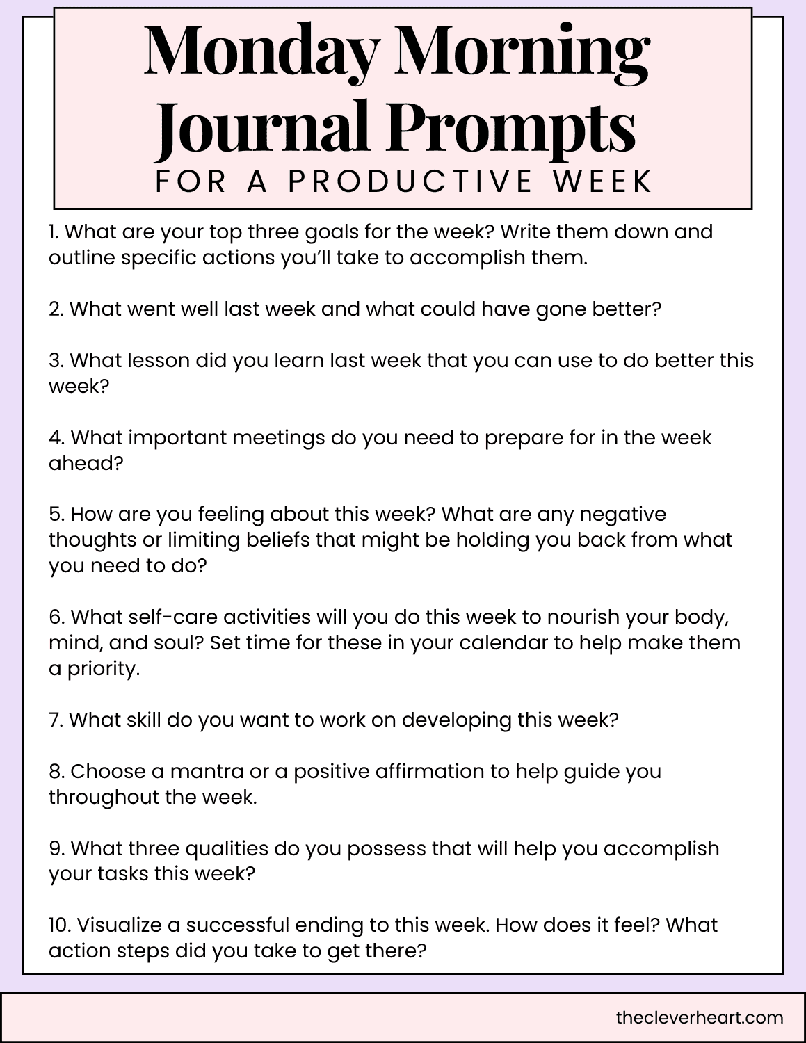 monday morning journal prompts for a productive week