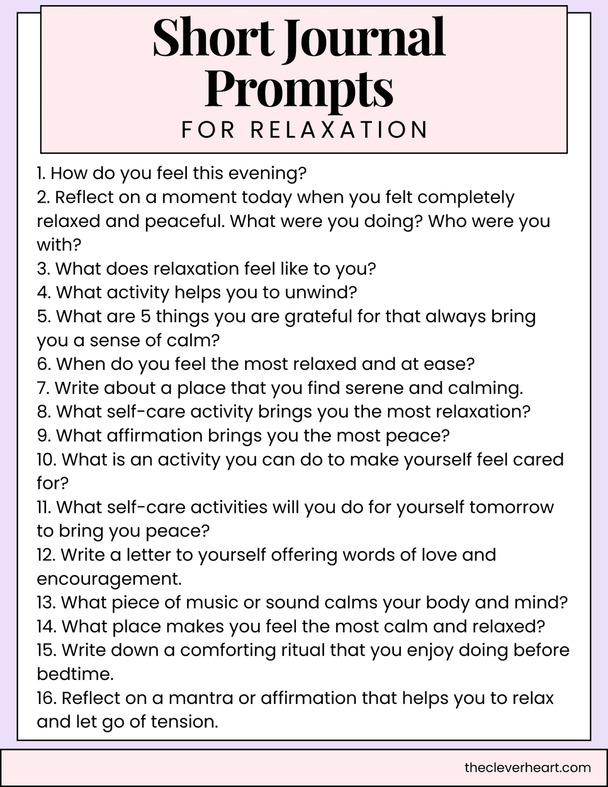 85 Quick Evening Journal Prompts for Before Bed - The Clever Heart