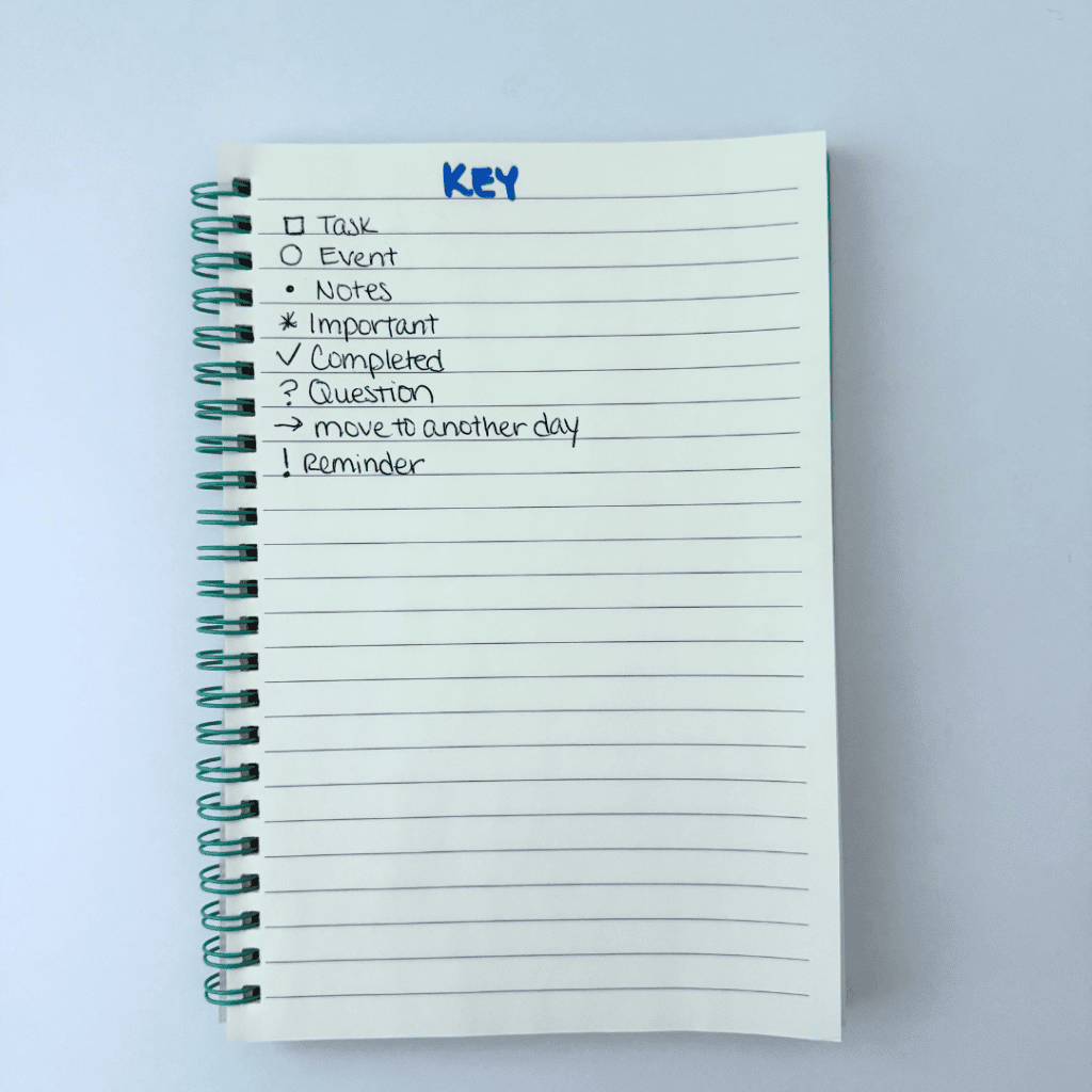 simple bullet journal key